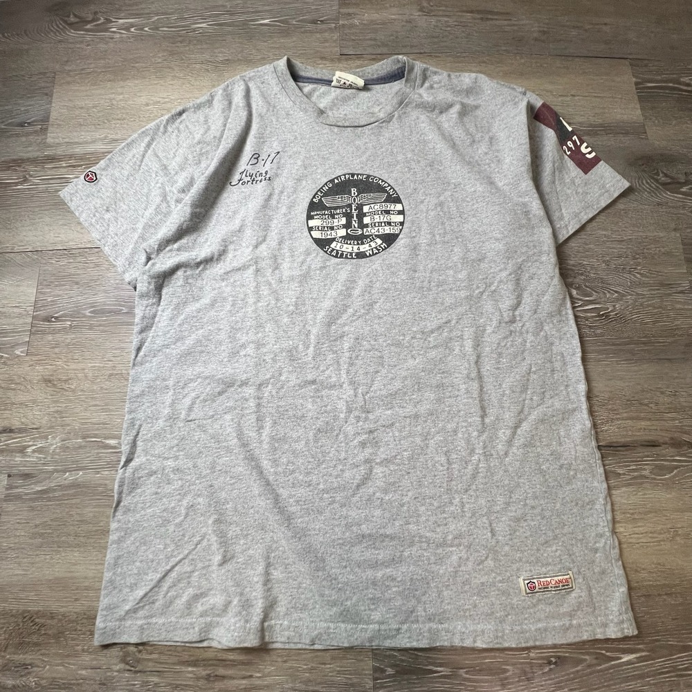 Red Canoe Boeing B-17 Flying Fortress T-Shirt Mens XXL Gray Aviation Graphic Tee